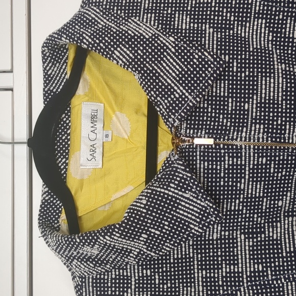 Sz 8 Sara Campbell Navy Blue & White Jacket - Picture 2 of 5
